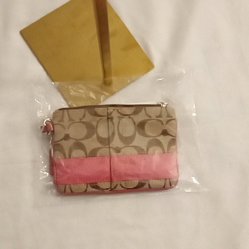 Pink and Tan Wristlet